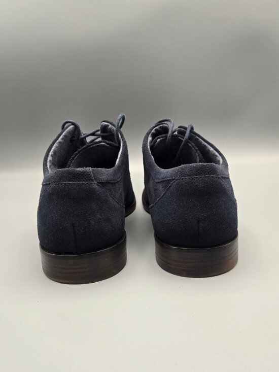 Stacy Adams Men\'s 10.5 M Navy Blue Suede Textured Dress Shoes Oxfords